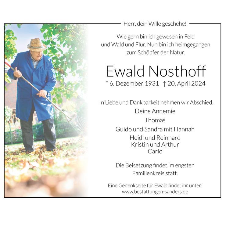 Traueranzeige für Ewald Nosthoff in der Dülmener Zeitung