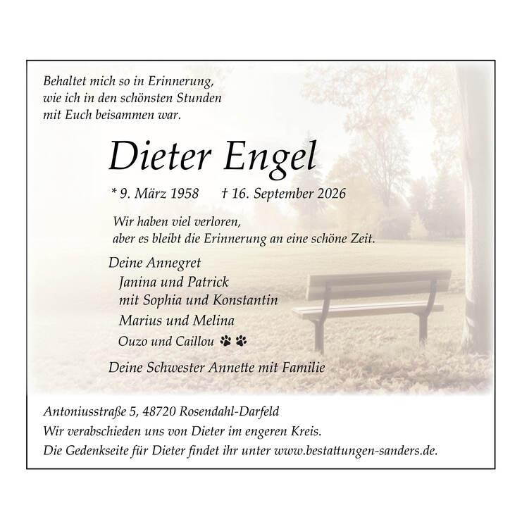 Traueranzeige für Dieter Engel in der Allgemeinen Zeitung Coesfeld Traueranzeige für Dieter Engel in der Allgemeinen Zeitung Coesfeld